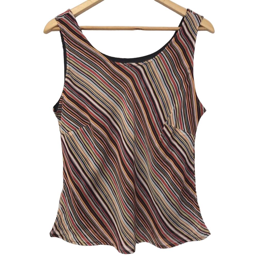 FL Malik Top Womens Large Stripe Black Red Yellow White Blue